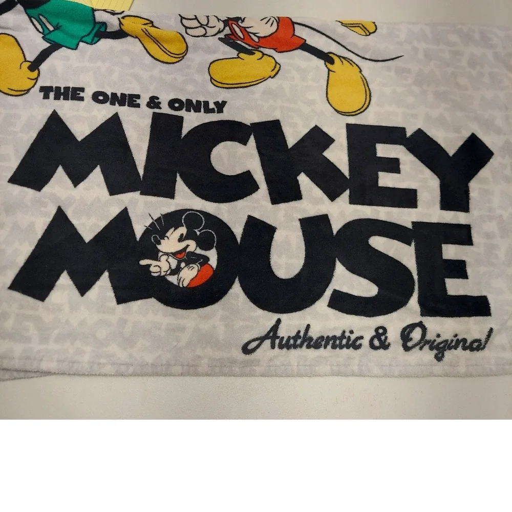 Disney Parks Mickey Mouse Beach Towel Authentic Original 100% Cotton White Large